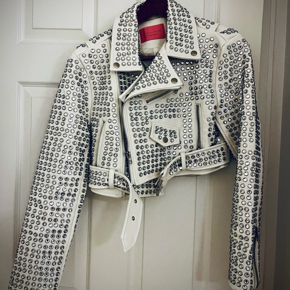 Azalea Wang Gazette Studded Crop Faux Leather Moto Jacket - Picture 5 of 8